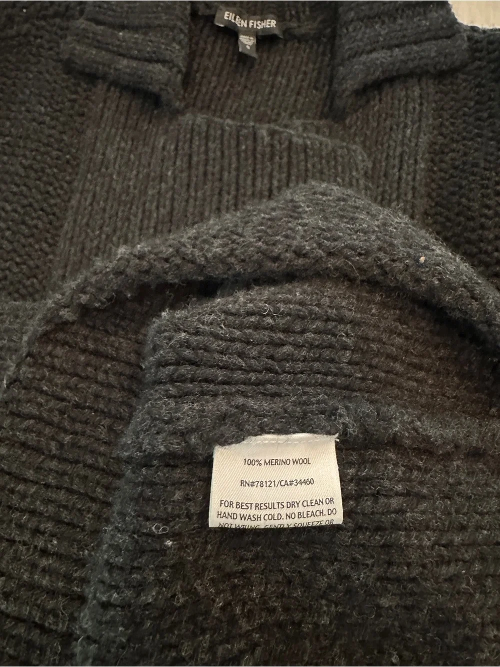 Eileen Fisher Charcoal Ribbed 100% Wool Cardigan Size S